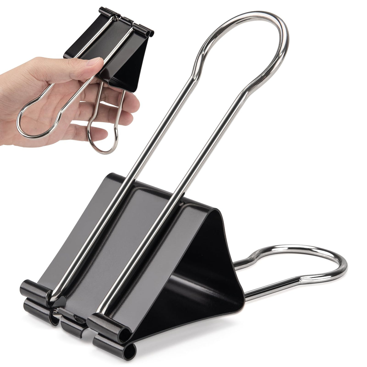 OWLKELA 2 Pack Binder Clips, 2.4 Inch, Black
