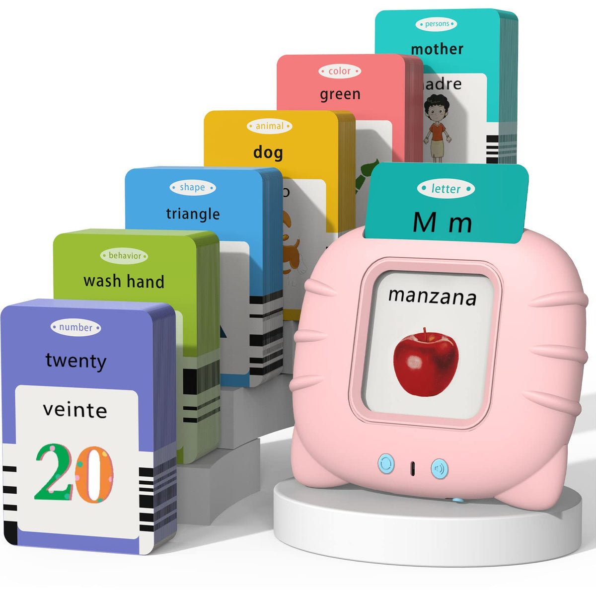 Startcan Spanish & English Talking Flash Cards for Toddlers 1 2 3 4 5 6, Audible Toys for Kids to
