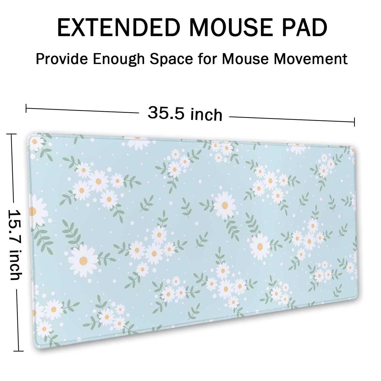 SSOIU Cute Spring Flowers Desk Mat, White Daisy Flower Mat, Extra Large Home Office Cute