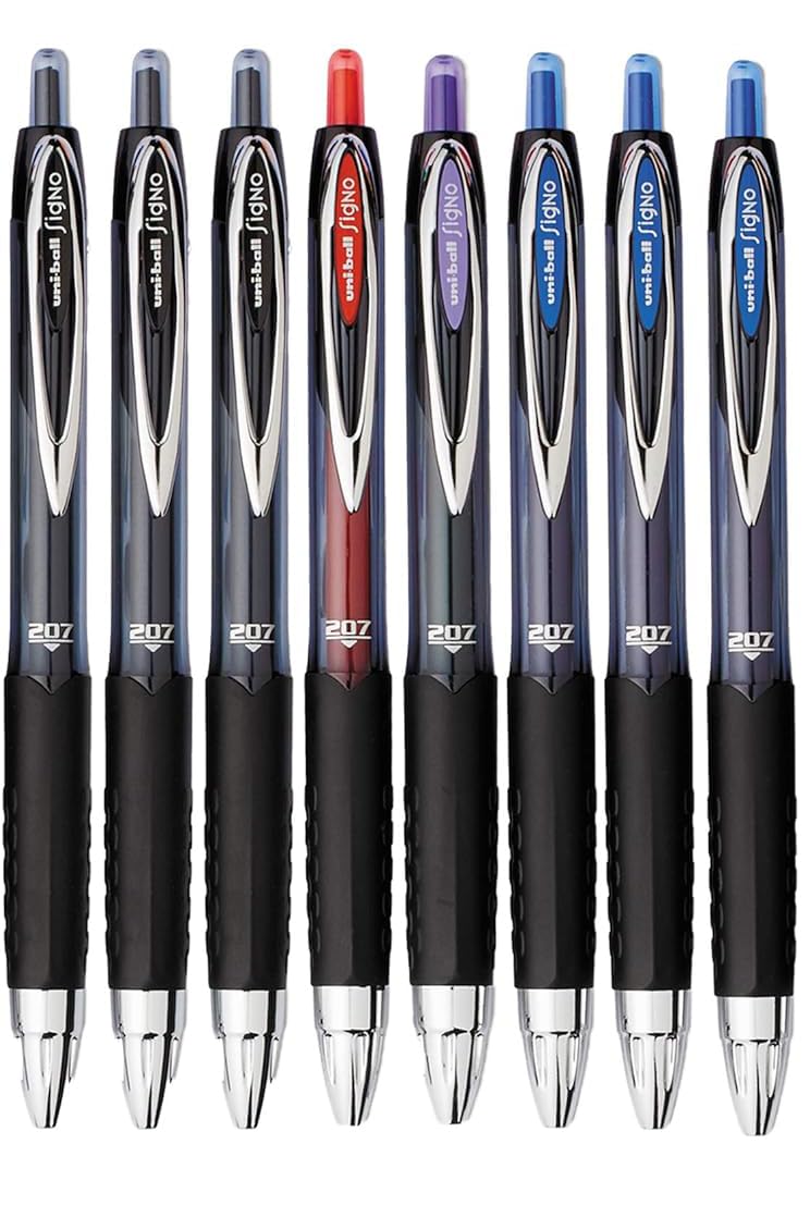 Advantage Gifts Signo 207 Roller Ball Retractable Gel Pens, Medium Point (0.7mm), Black Blue Red