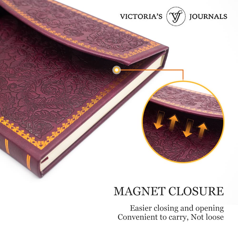 VICTORIA'S JOURNALS Vintage Journal Faux Leather Magnet Flap Hardcover