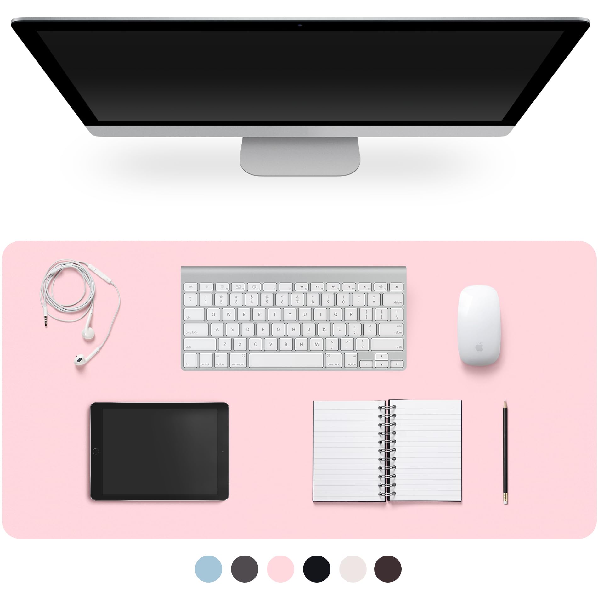 Leather Desk Pad Protector,Non-Slip Desk Pad(Pink, 47.2" x 17")