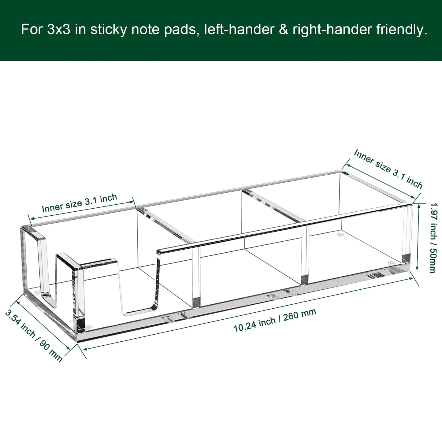 BOSSCASA Acrylic Sticky Note Holder, Self-Stick Note Pad Holder W/O Pads - Note Dispenser Memo Pad