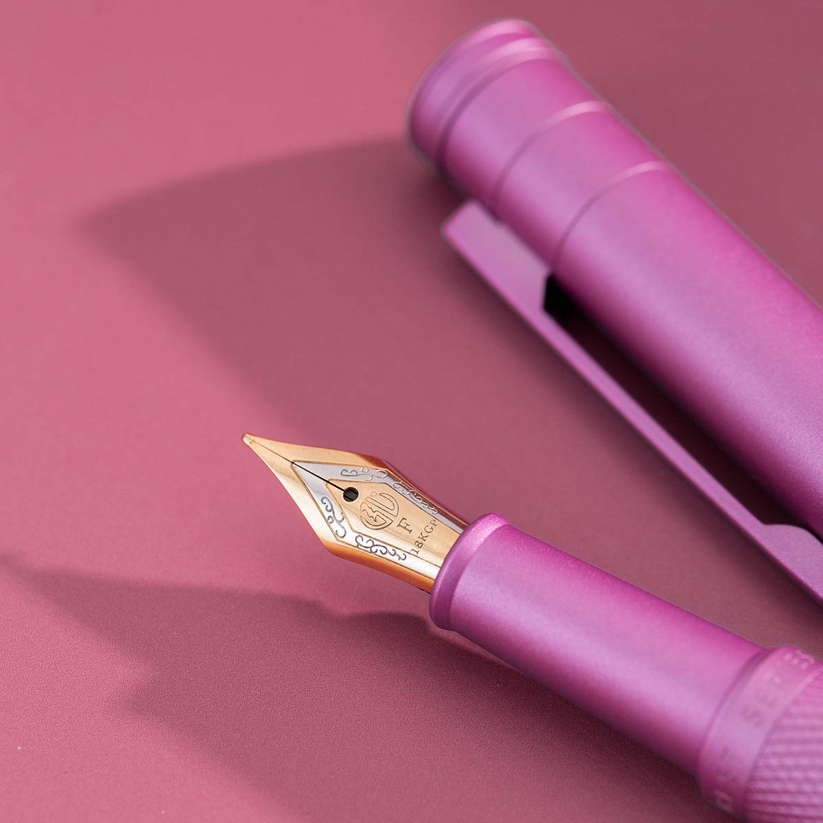 Asvine Pink Forest Fountain Pen Extra Fine Nib, Classic Design with Converter and Metal Pen Case