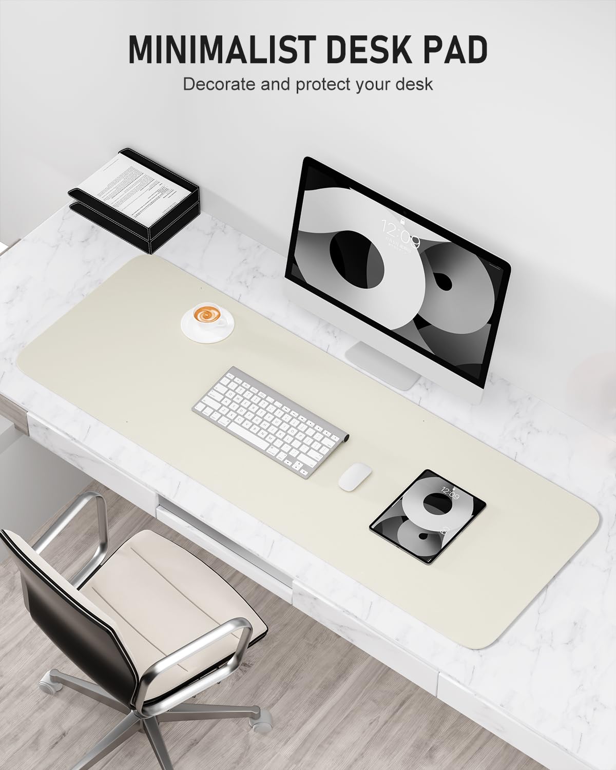 Niniubye Desk Pad, 48" x 17" PU Leather Non-Slip Desk Mat Large Mouse Pad for Desktop, Waterproof