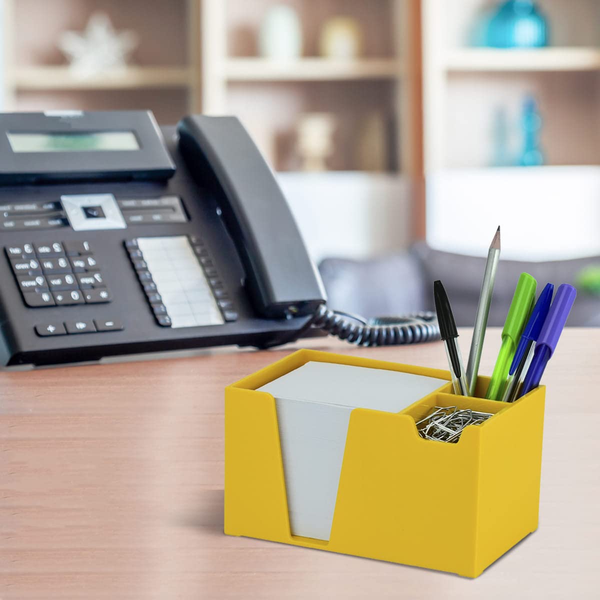 Acrimet Desktop Organizer Pencil, Pen, Paper, Clip, Caddy Holder (Plastic) (White Paper Included)