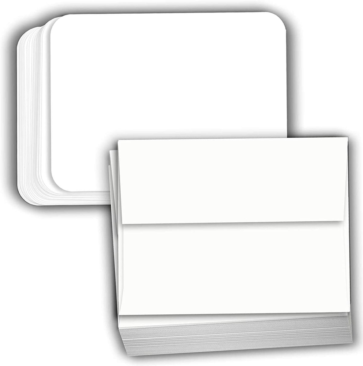 Hamilco White 80lb Cover Round Corner 5x7 Cardstock & Envelopes (100PK)