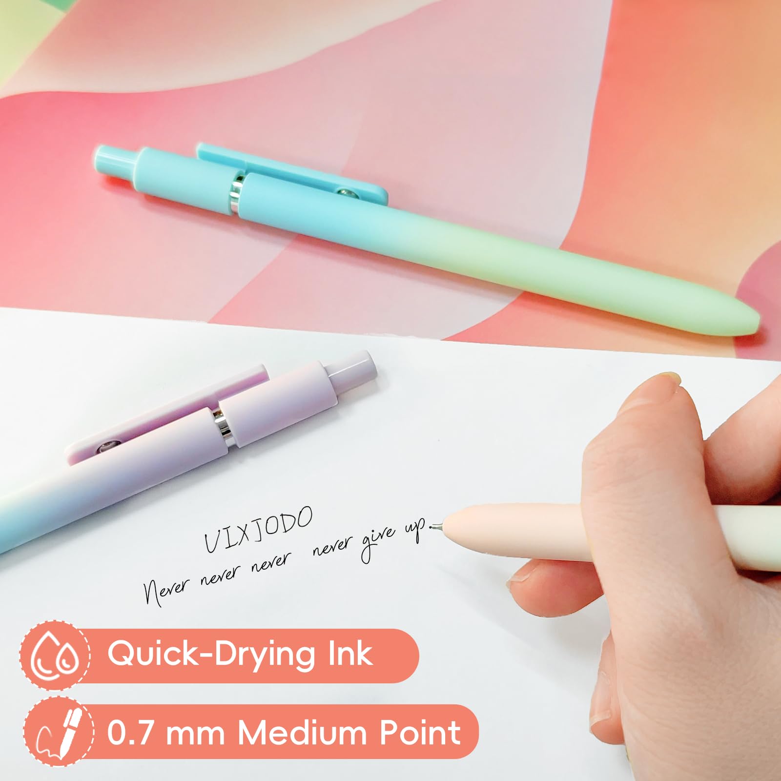 UIXJODO Gel Pens, 10 Pcs Black Ink Pens for Women, 0.7mm Medium Point Smooth Writing Pens with