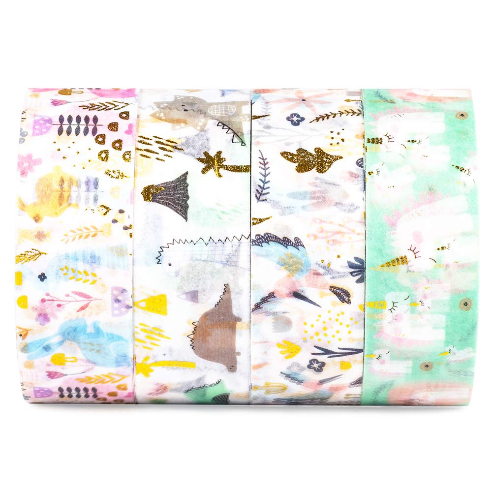 YUBBAEX Gold Washi Tape IG Style Silver Foil Masking Tape Set Decorative for Arts, DIY Crafts