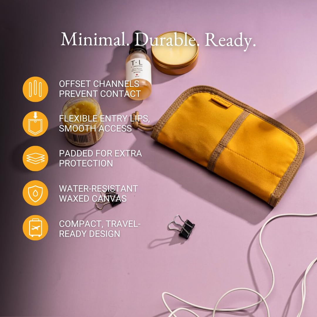 LOCHBY® Quattro | Slim & Elegant Pen Pouch | Durable Waxed Canvas Lightly Padded for Fountain Pen &