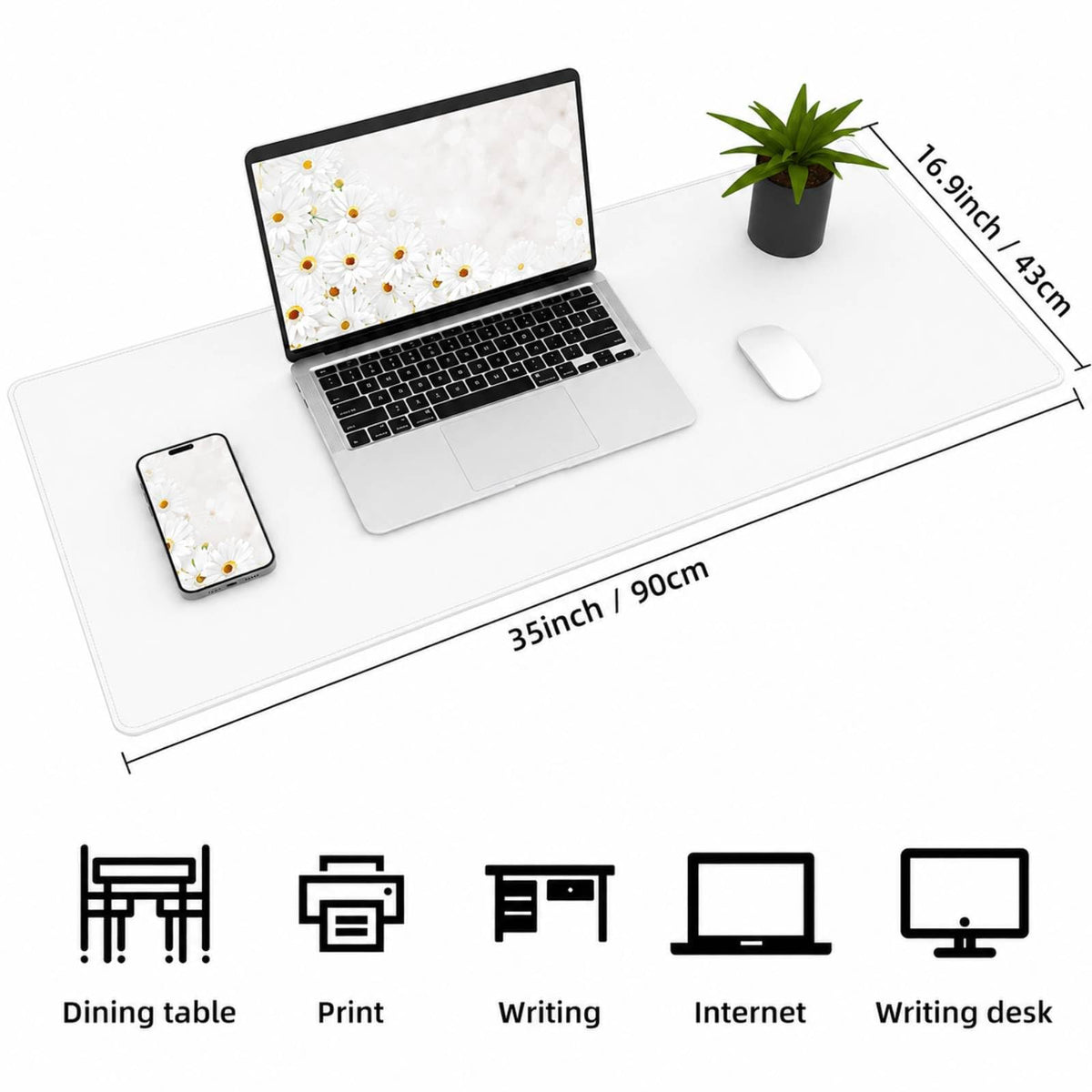 AFIING Cork Desk Mat 35.4" x 17", Dual-Sided Natural Cork & PU Leather Desk Pad, Non-Slip