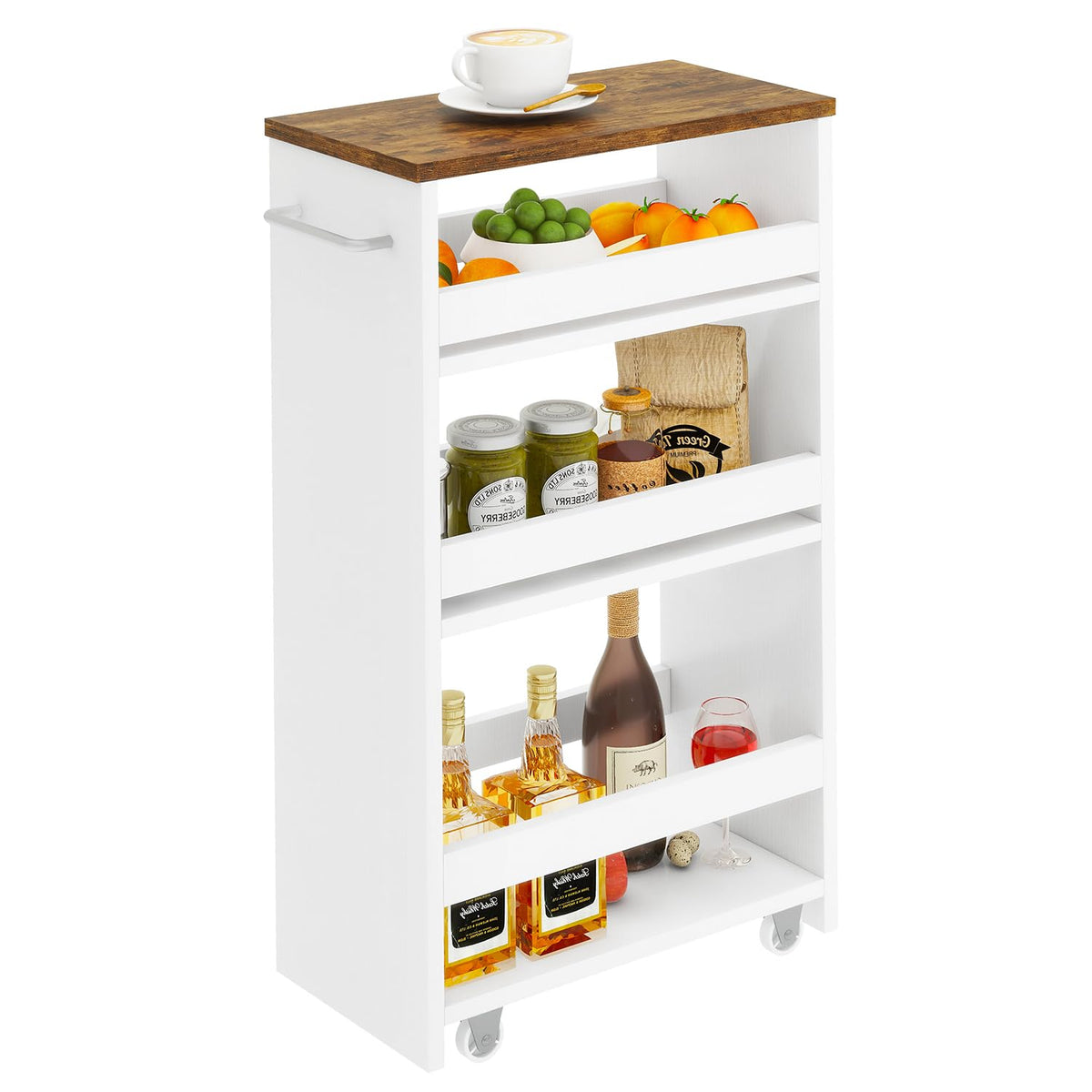 IBUYKE Slim Storage Cart Skinny Rolling Cart Utility Trolley UWST005W-L