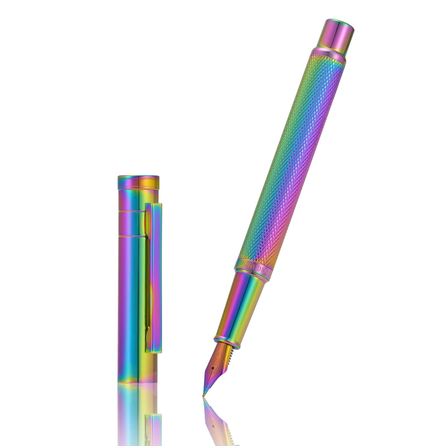 Hongdian 1851 Rainbow Forest Fountain Pen Medium Nib with Converter and Metal Pen Case Set