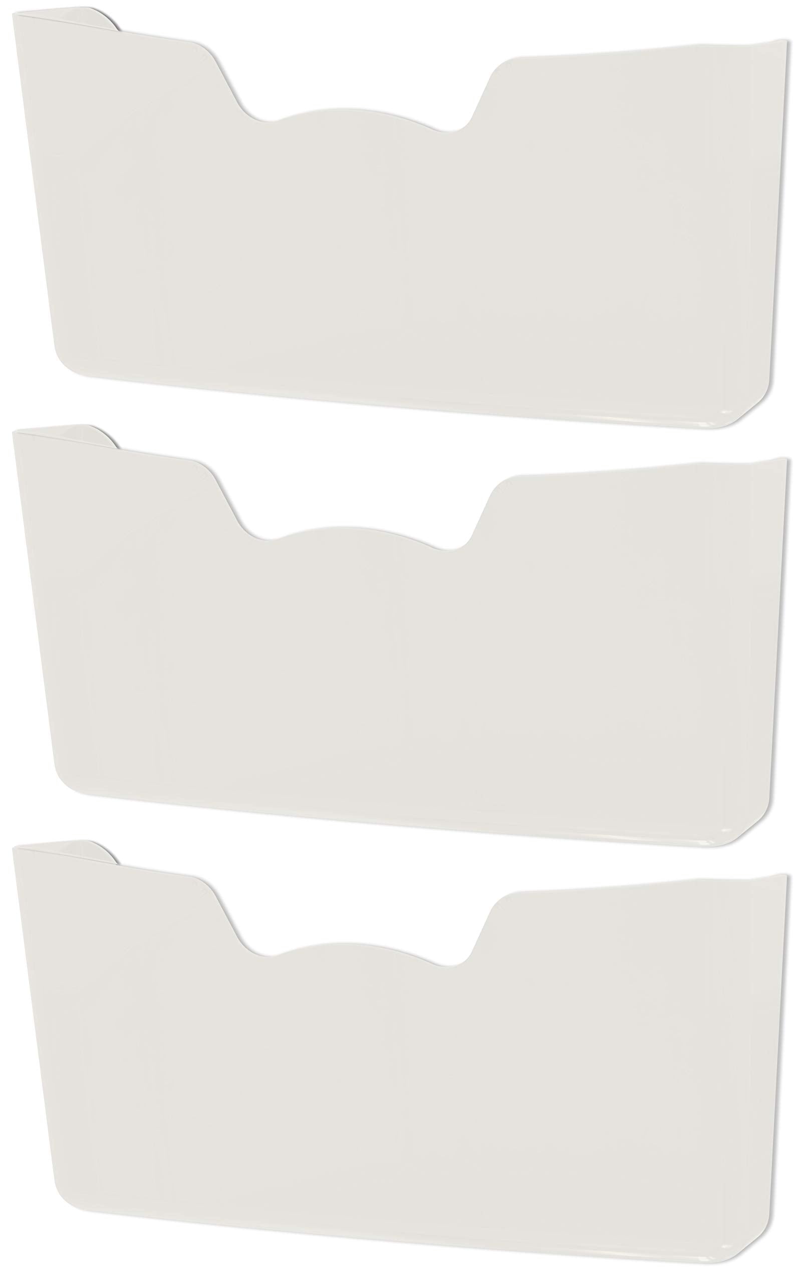Simple Houseware White Wall Mount Single Pocket Hanging File Holder, 3-Pack