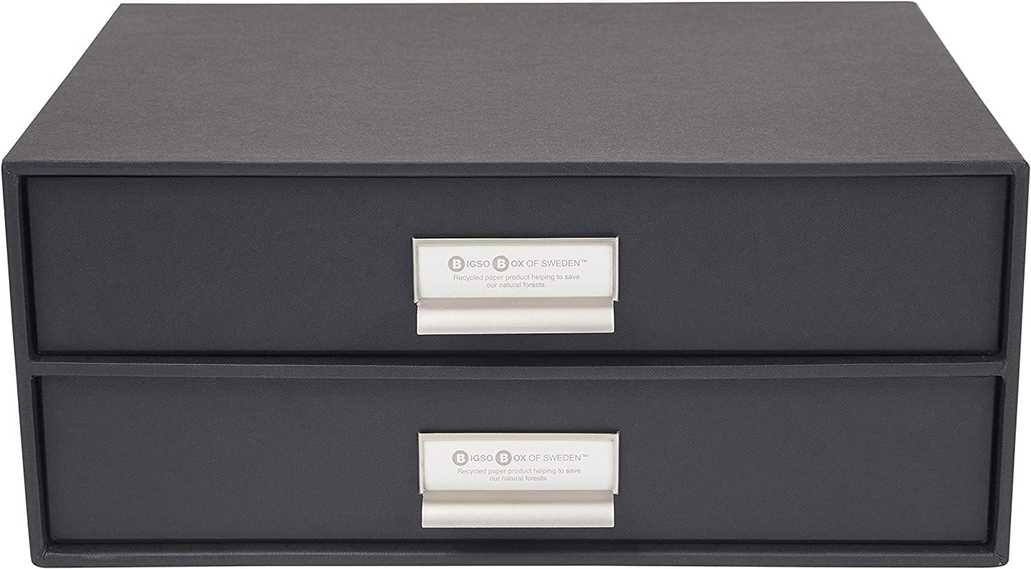 Bigso Box of Sweden Birger 2-Drawer Fiberboard Label Frame Document Letter Box | Desktop Drawers
