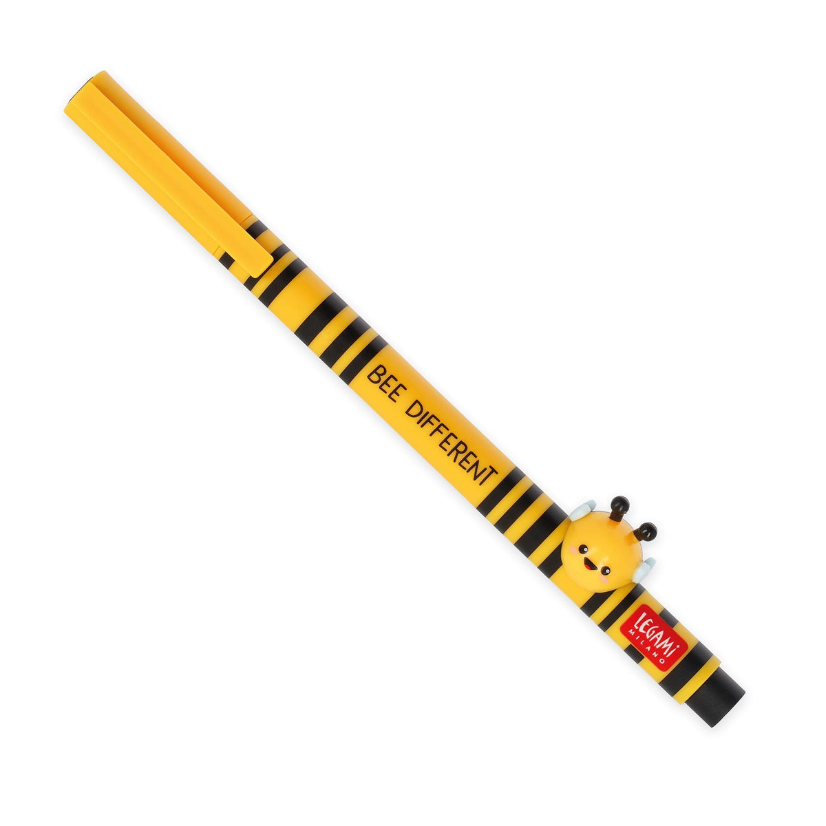 Legami - Gel Pen with Decorative Animal - Lovely Friends, Bee Theme, Avoid Rolling, Black Ink
