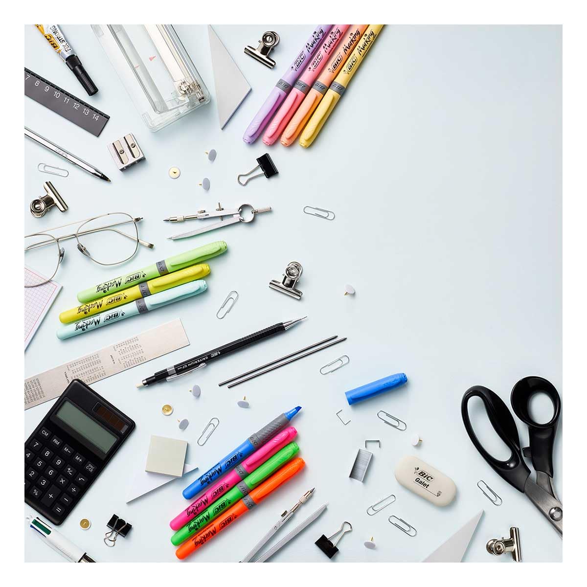 BIC Highlighter Collection Box, Assorted Intense and Pastel Colours, in Convenient Metal Gift Box