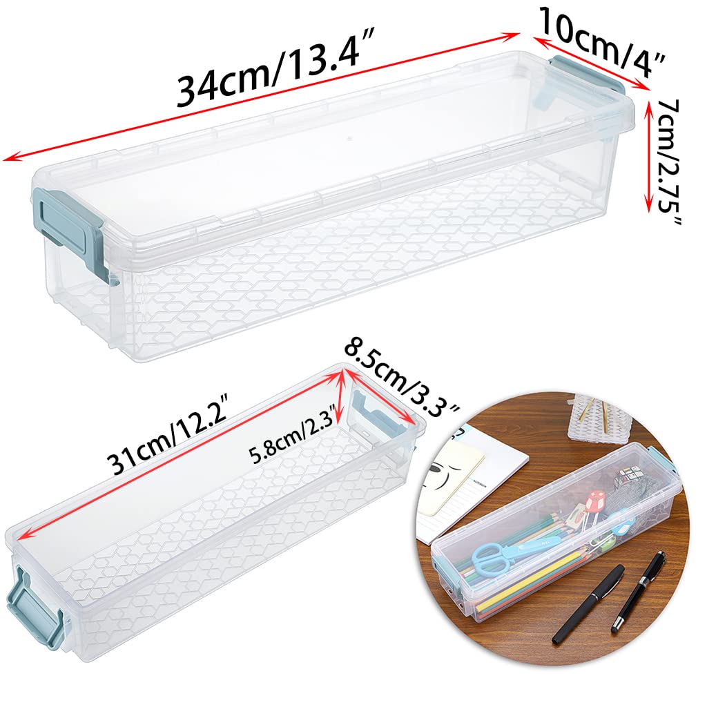 BTSKY Long Plastic Stackable Box Home, Office Supplies Storage Organizer Box Pencil Boxes Plastic