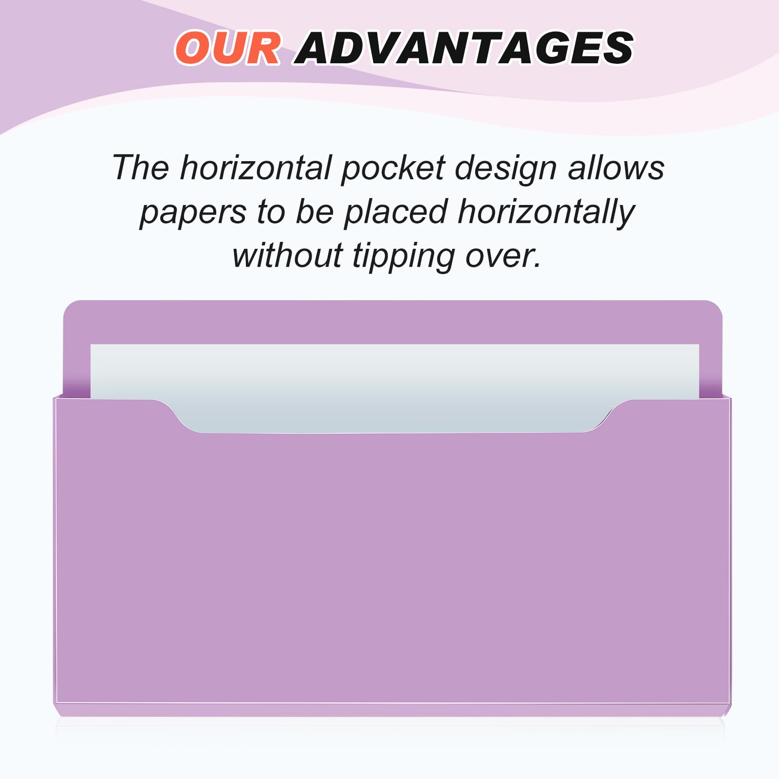 Fuutreo Magnetic Wall File Holder,6pcs,Violet Color,Horizontal-large