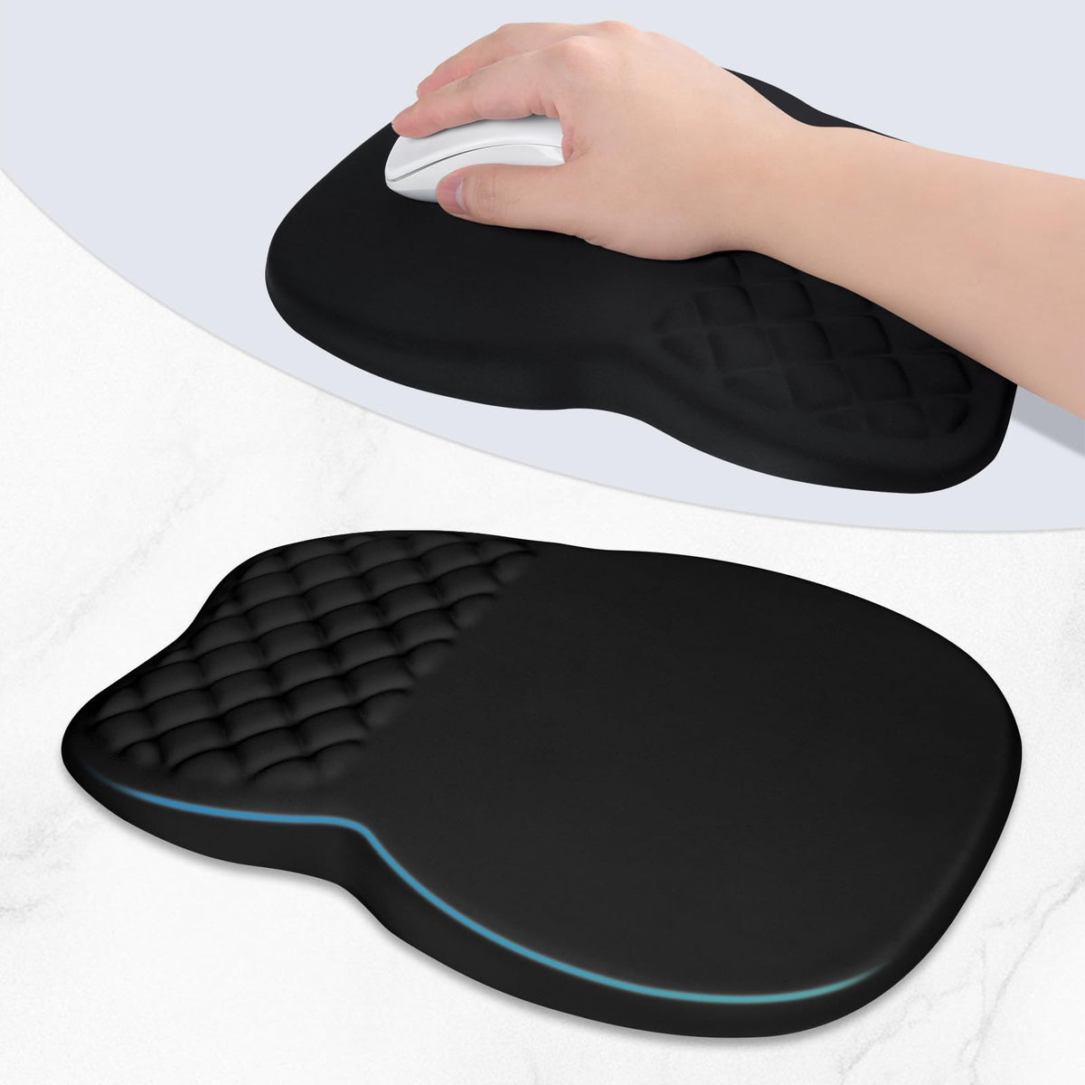 ITNRSIIET Ergonomic Mouse Pad Wrist Support with Memory Foam Massage Bulge & Non-Slip PU Base