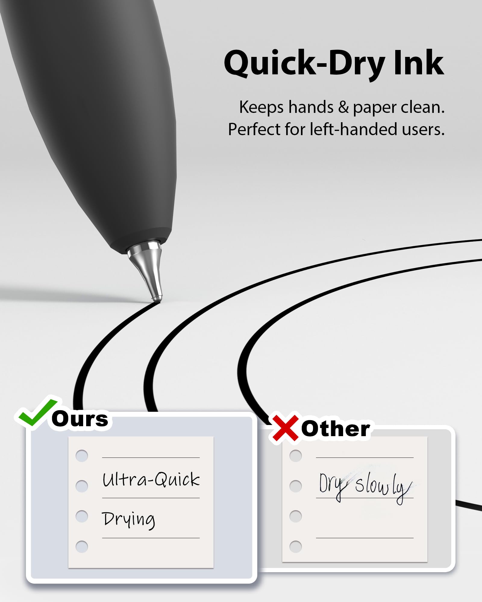 Hiacry 16 Pack Gel Pens, Quick-Dry Long Lasting Black Ink-0.7 mm Fine Point