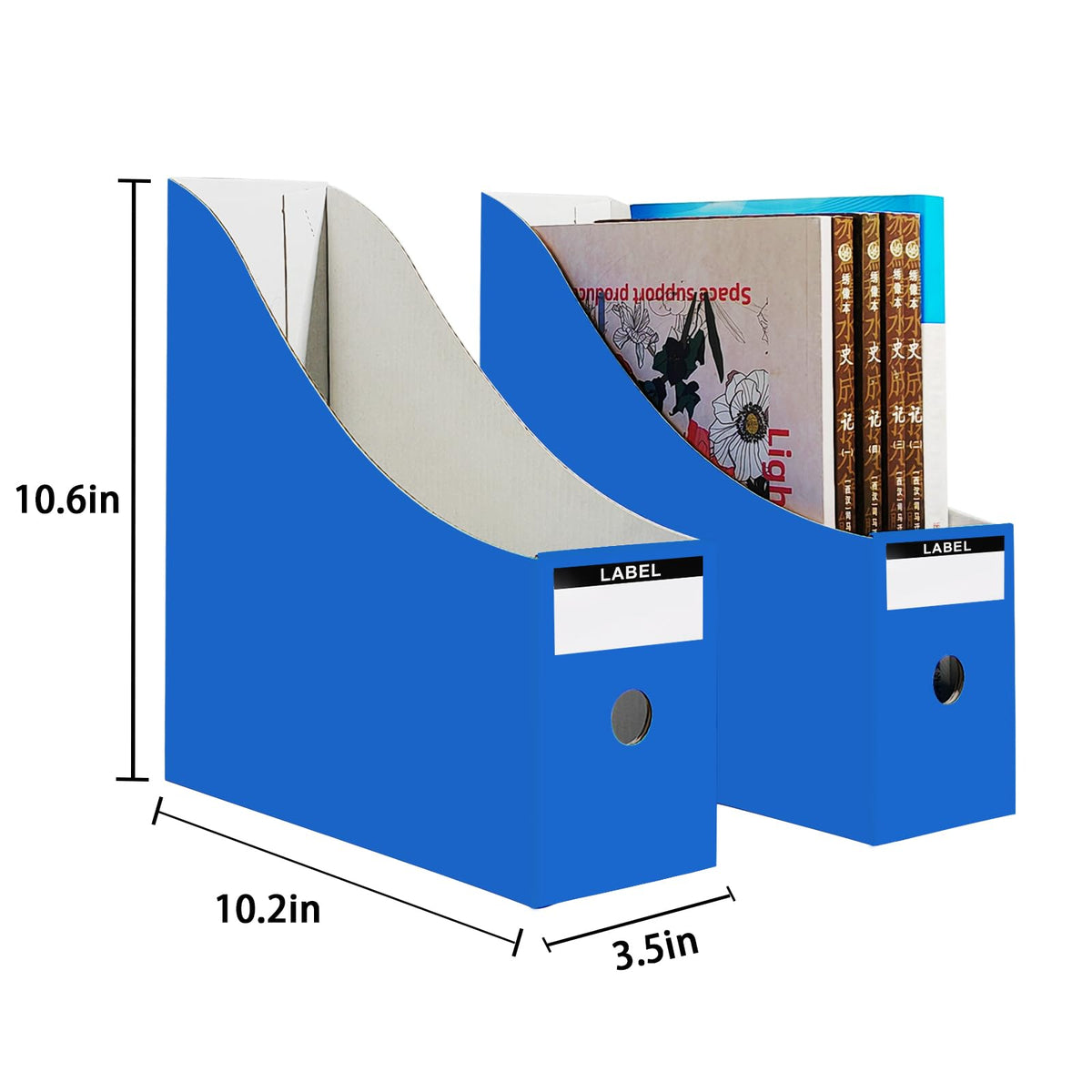 Limitliho 24 Pack Blue Cardboard Magazine File Holder for Desk or Shelves
