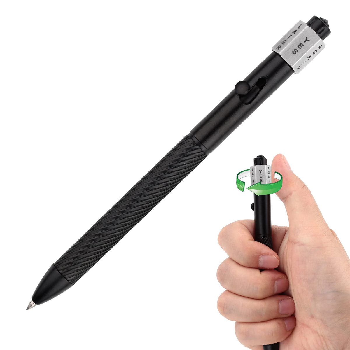 SMOOTHERPRO Fidget Spining Bolt Action Pen, with Decision Make, Black