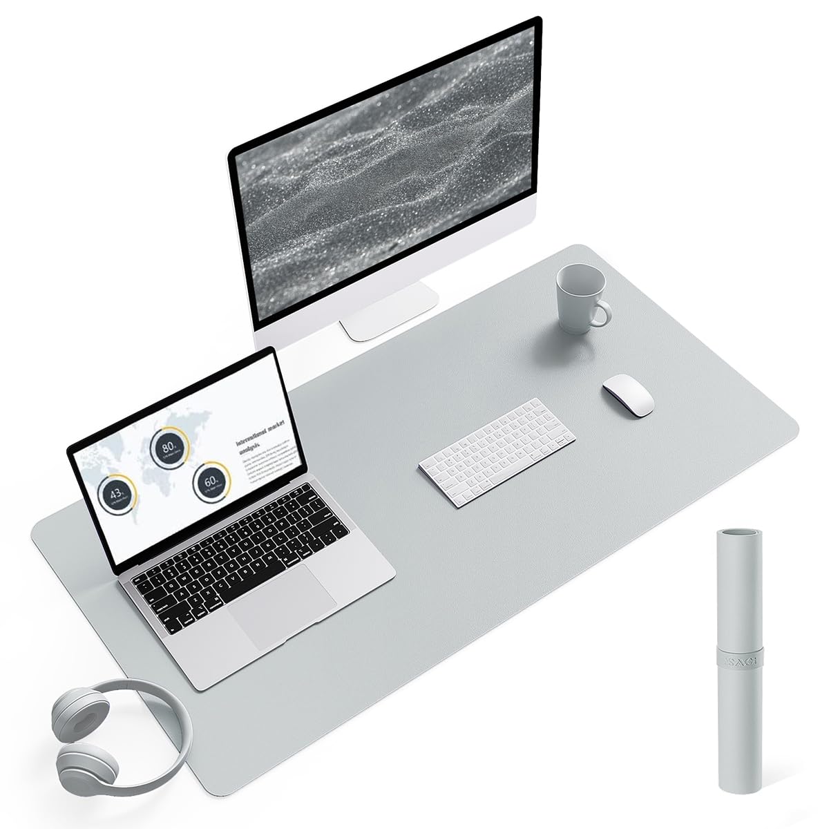 YSAGi Non-Slip Leather Desk Pad L Size, Waterproof Laptop Computer Desk Keyboard Mat, Table