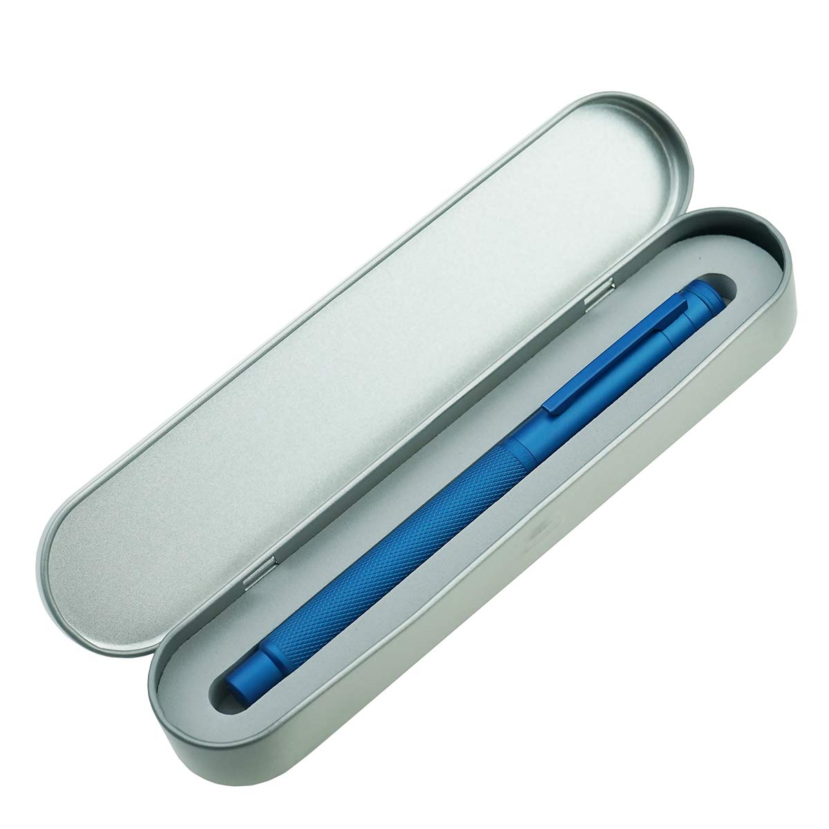 Asvine Blue Forest Fountain Pen Fude Pen Bent Nib, Classic Design with Converter and Metal Pen
