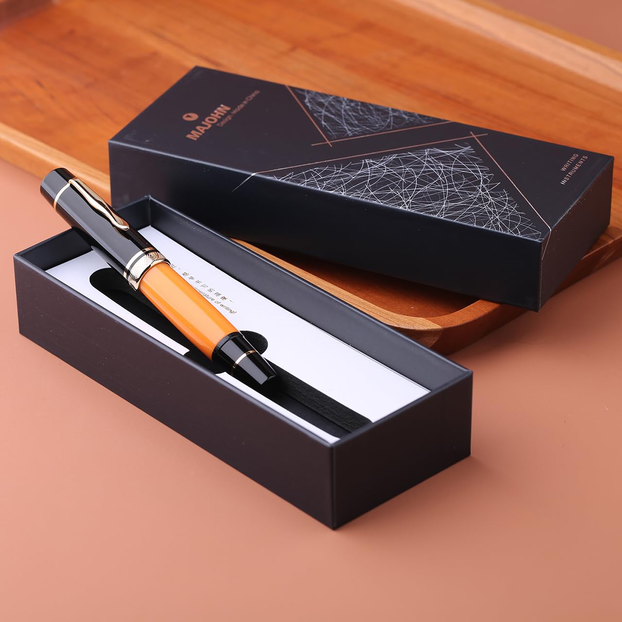 erofa Majohn P139 Piston Fountain Pen Extra Fine Nib with Box, Brass Piston System Large Capacity