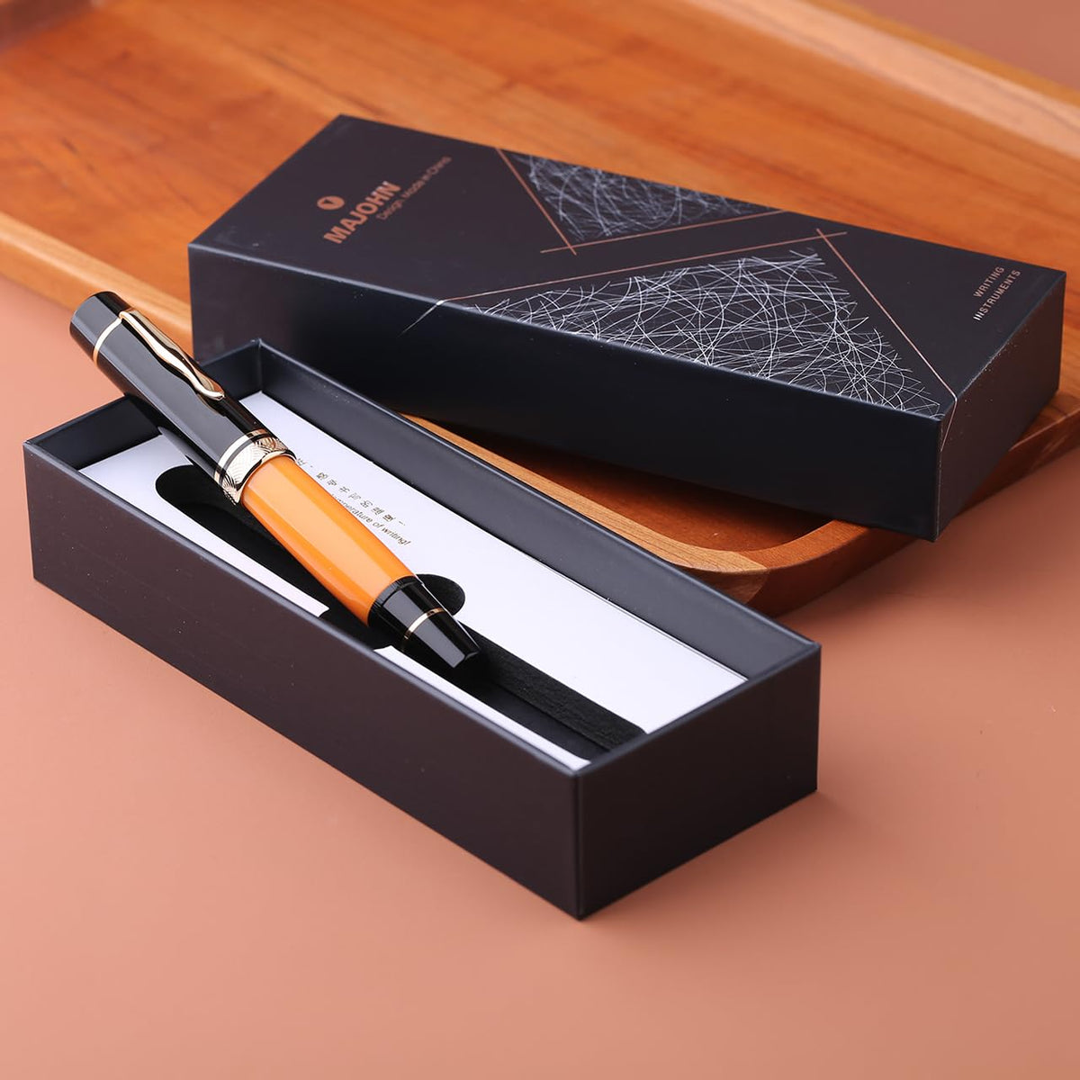 erofa Majohn P139 Fine Nib Resin Fountain Pen, Brass Piston System Large Capacity Writing Pen with