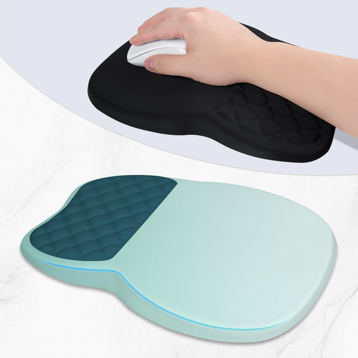 ITNRSIIET Ergonomic Mouse Pad Wrist Support with Memory Foam Massage Bulge & Non-Slip PU Base