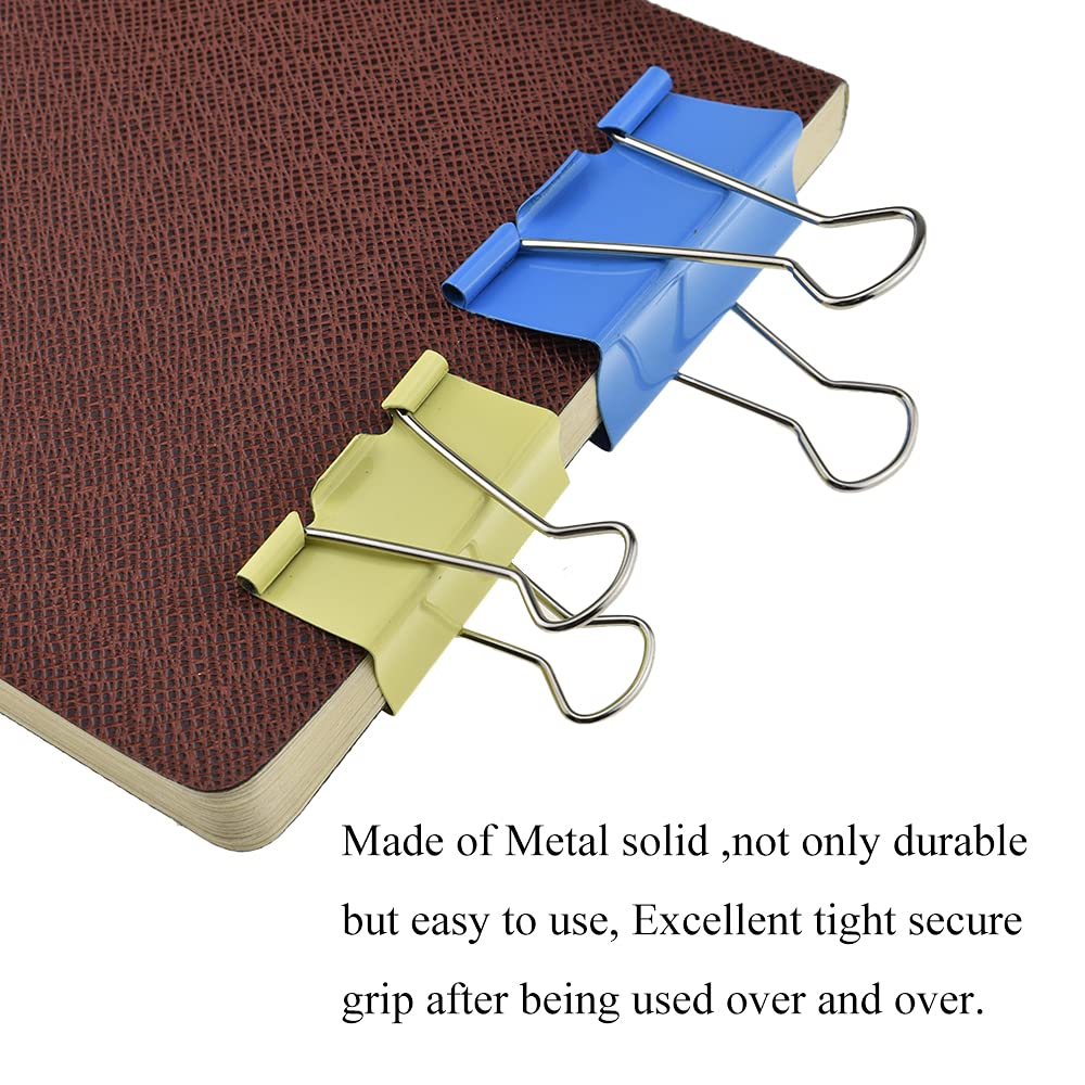 HAHIYO Binder Clips Paper Clamps Spring Steel Sturdy Large 1.57 inches Width 0.51 Inch Capacity No
