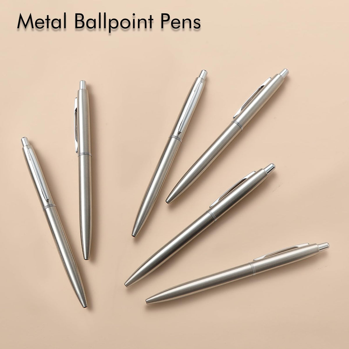 ChaoQ 6 Pcs Retractable Metal Ballpoint Pens, for Gift, Business, Office