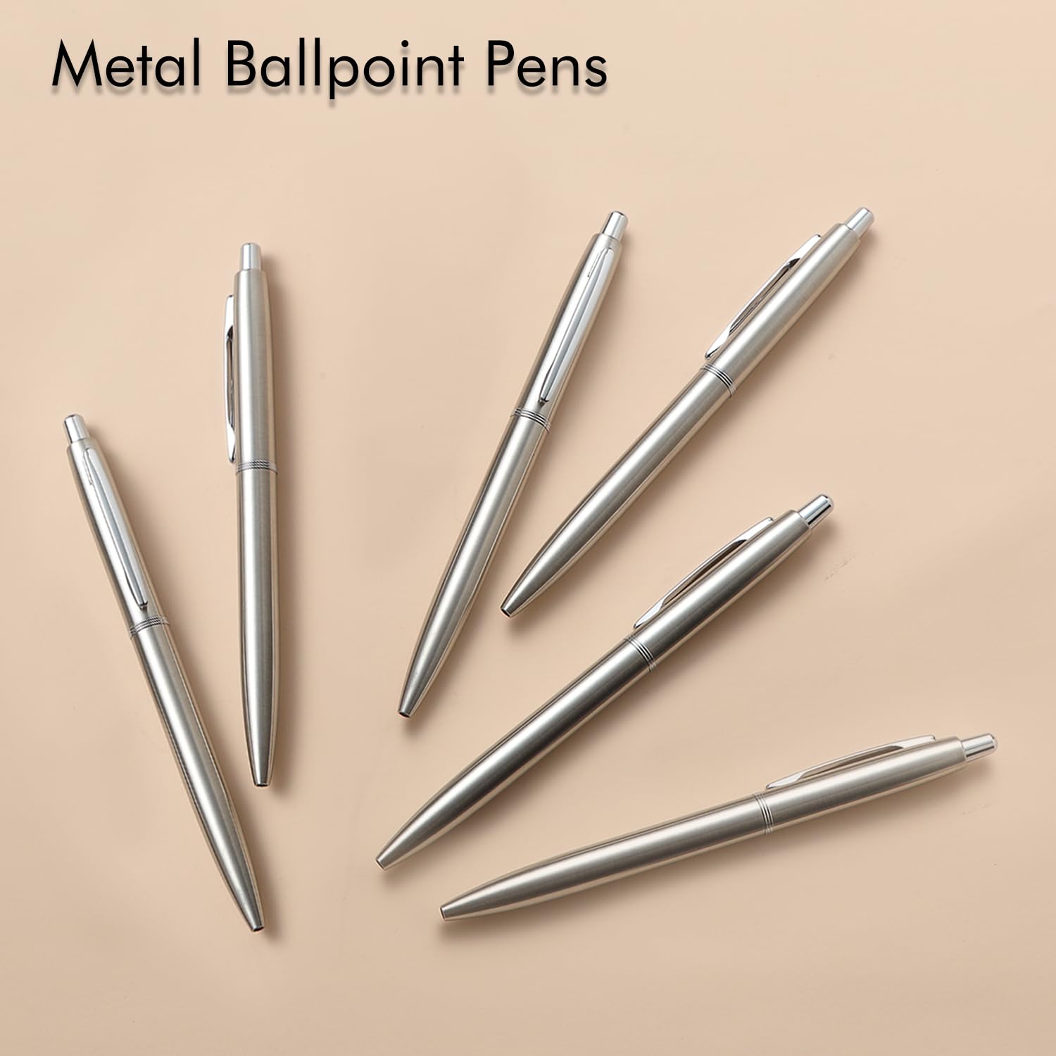 ChaoQ 6 Pcs Retractable Metal Ballpoint Pens, for Gift, Business, Office
