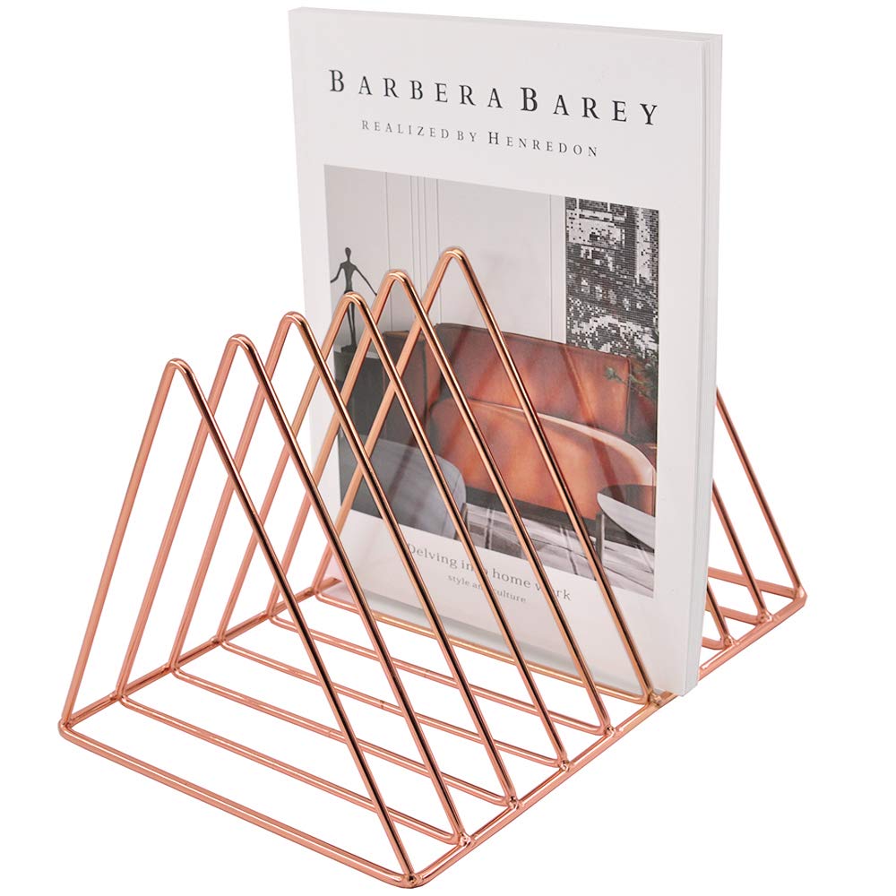 EASEPRES 9 Slot Magazine Rack Book Record Holder, Desktop Iron Storage Rack Bookshelf Multifunction