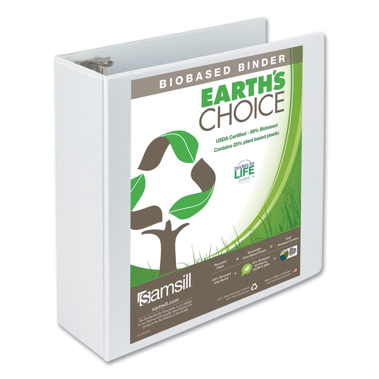 Samsill Plant-Based 4 Inch Durable Round Ring, View Binder, Eco-Friendly, USDA Certified Biobased
