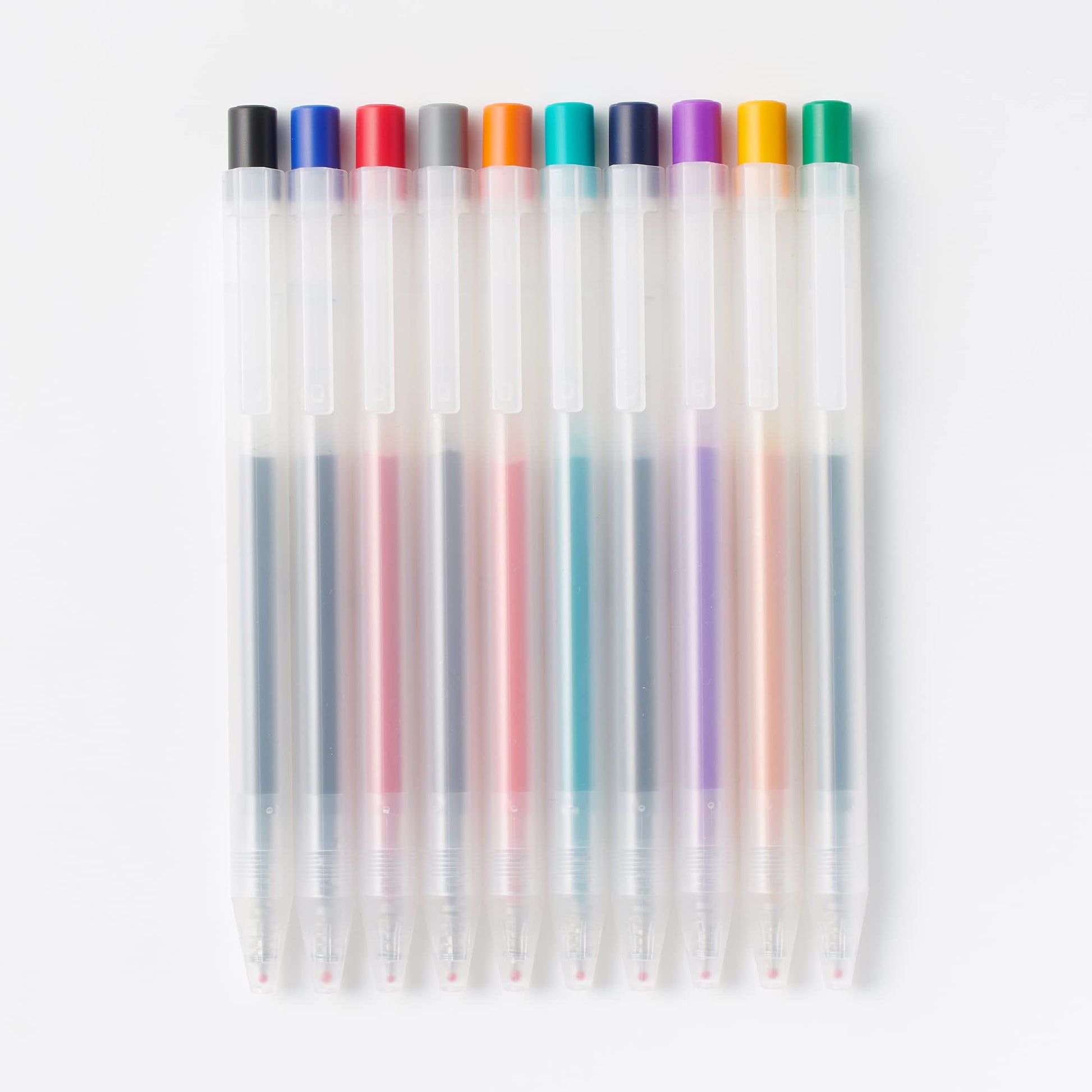 MUJI Smooth Gel Knock Type Pen 0.5mm 10 Colors Set (Japan import)