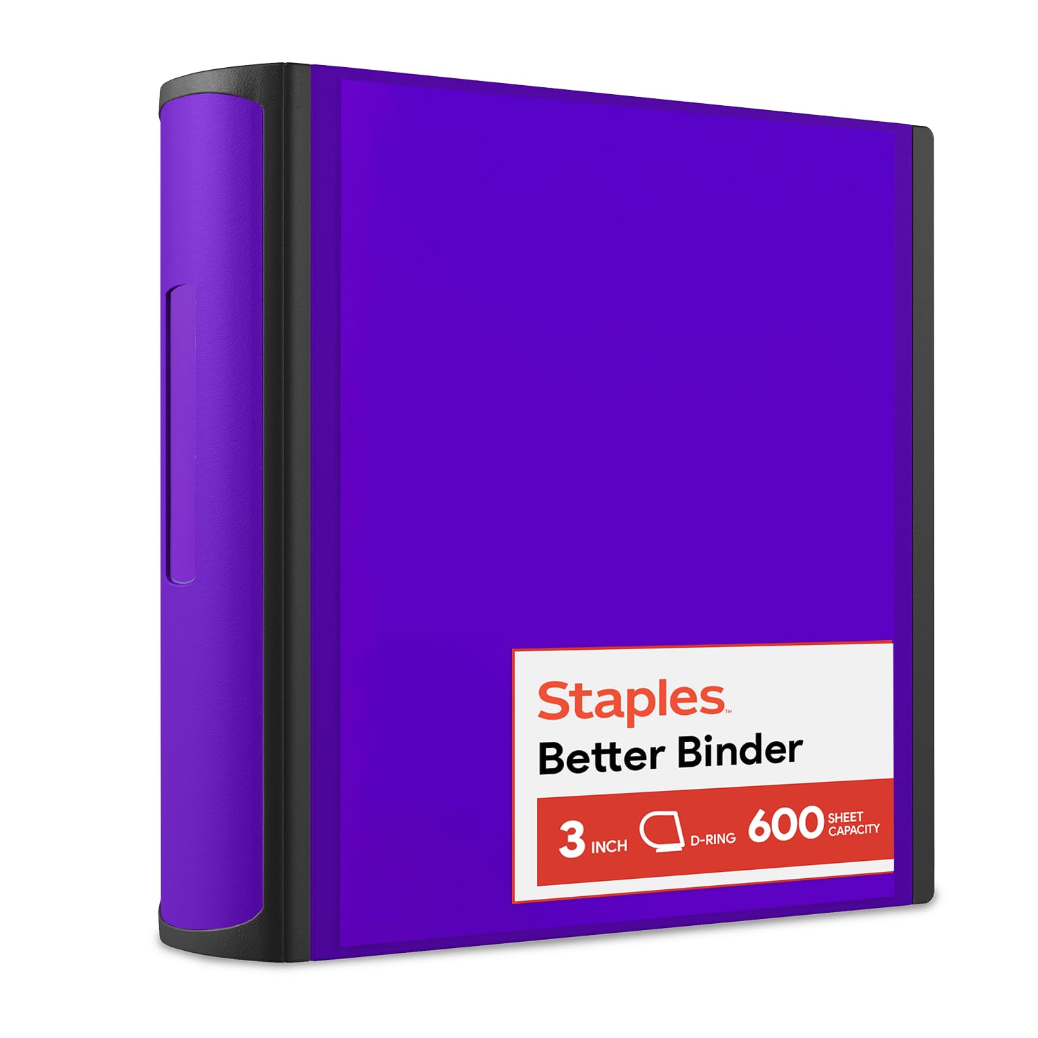 Staples Better 3-Inch D-Ring Binder, Purple, Heavy-Duty