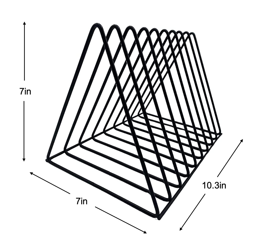 Vinyl Record Storage Holder Stand - Premium Triangle Metal Wire Magazine Rack and Book Holder holds