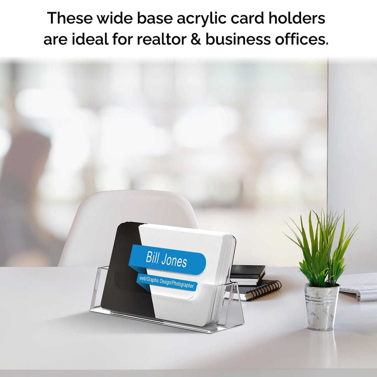 Marketing Holders 4 Pack Business Card Holder Counter Display for 3.5" x 2" Contact Cards for