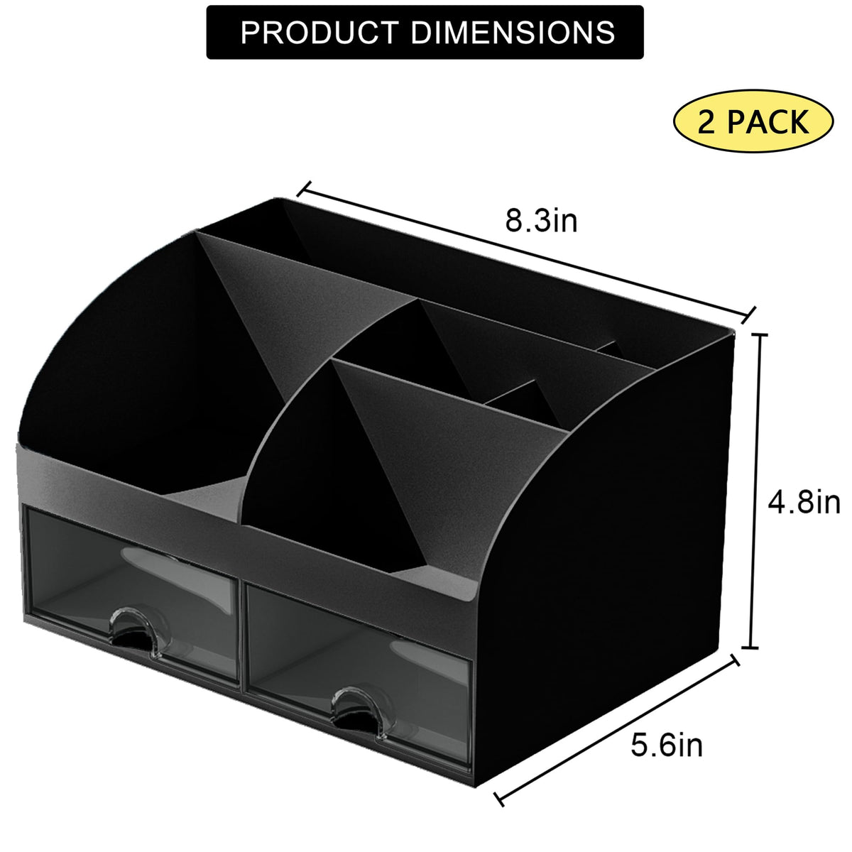 COMFYROOM Desk Organizer with 6 Compartments and 2 Drawers, Plastic Makeup Organizer, Pen Holder