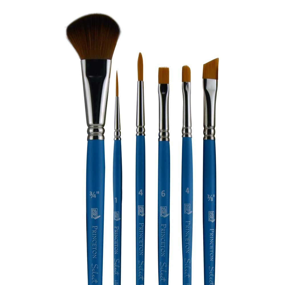 Princeton Select Artiste, Series 3750, Paint Brush for Acrylic, Watercolor and Oil, Set of 6