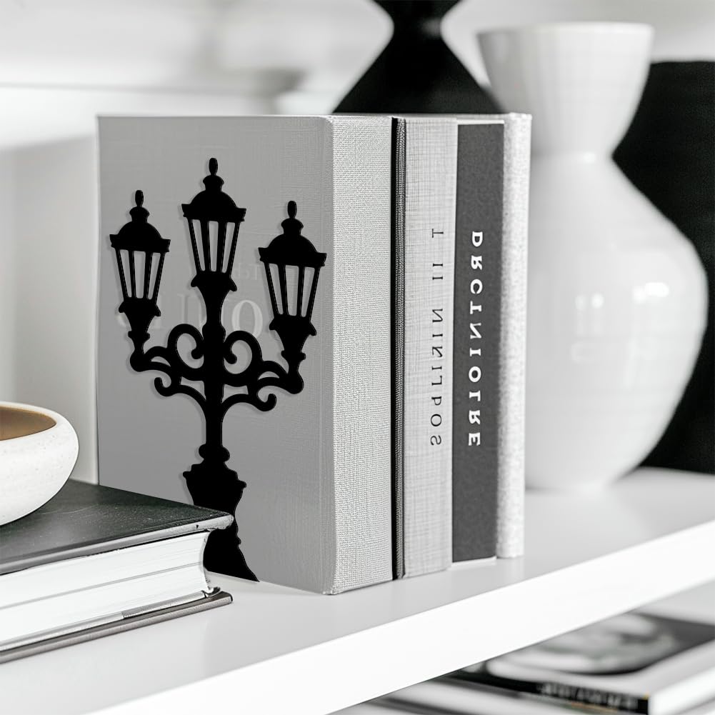 Peacoblue 5.3"x4.3"x7.3" Metal Bookends, Heavy Duty Book Ends for Shelves