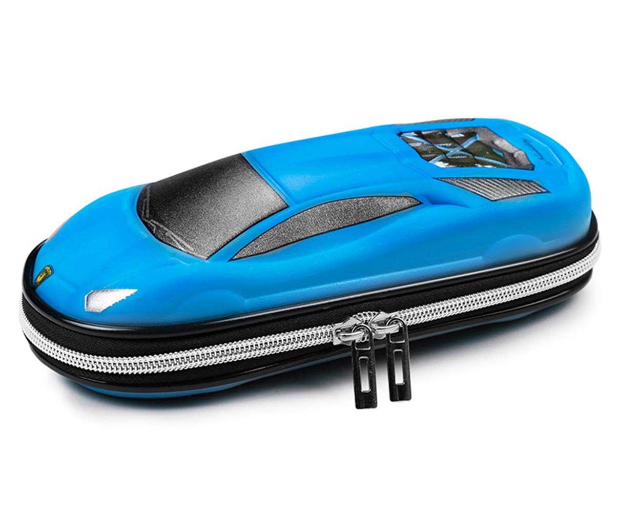 Surpop Supercar Pencil Case, EVA Hard Shell for Kids and Teens, Blue