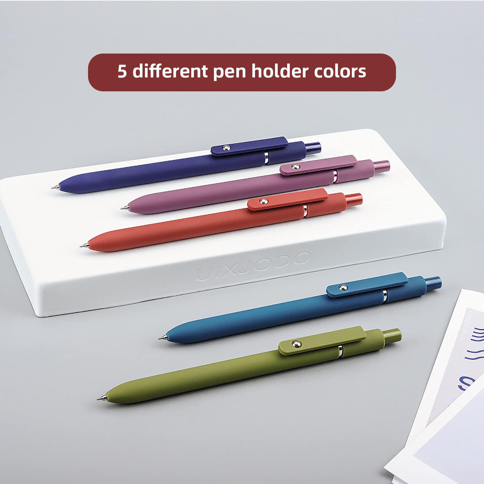 UIXJODO Gel Pens, 10 Pcs 0.5mm Black Ink Pens Fine Point Smooth Writing Pens with Silicone Grip