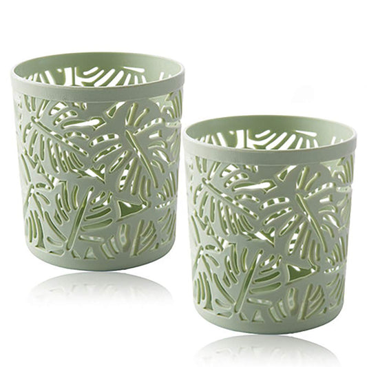 Carriecur Desktop Office Storage Organizer Creative Round Hollow Leaves Tropical Palm Leaves Design