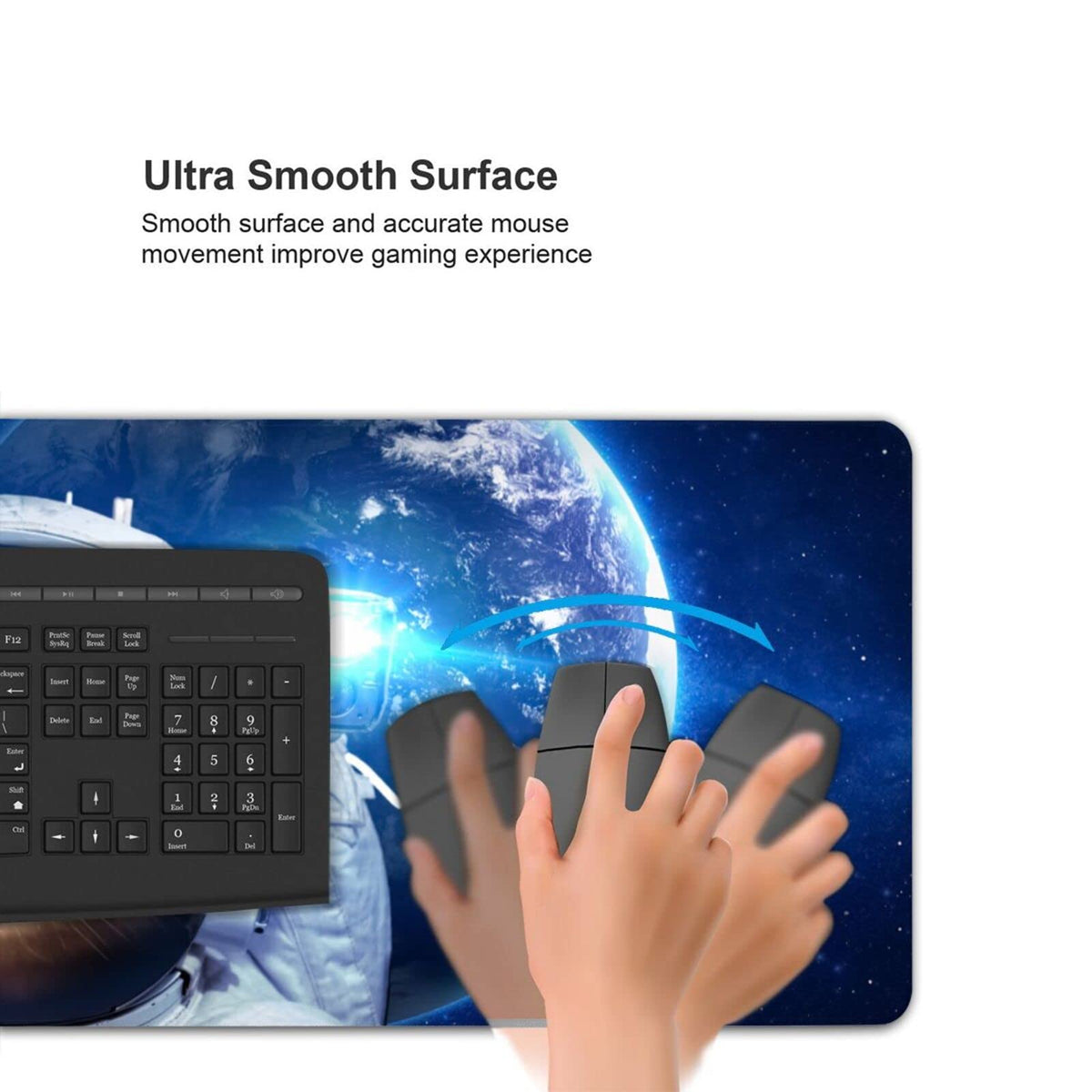 Aesthetic Funny Space Cat Mouse Pad Design Desk Mat 35.4x15.7 Inch Large Mousepad with Stitched