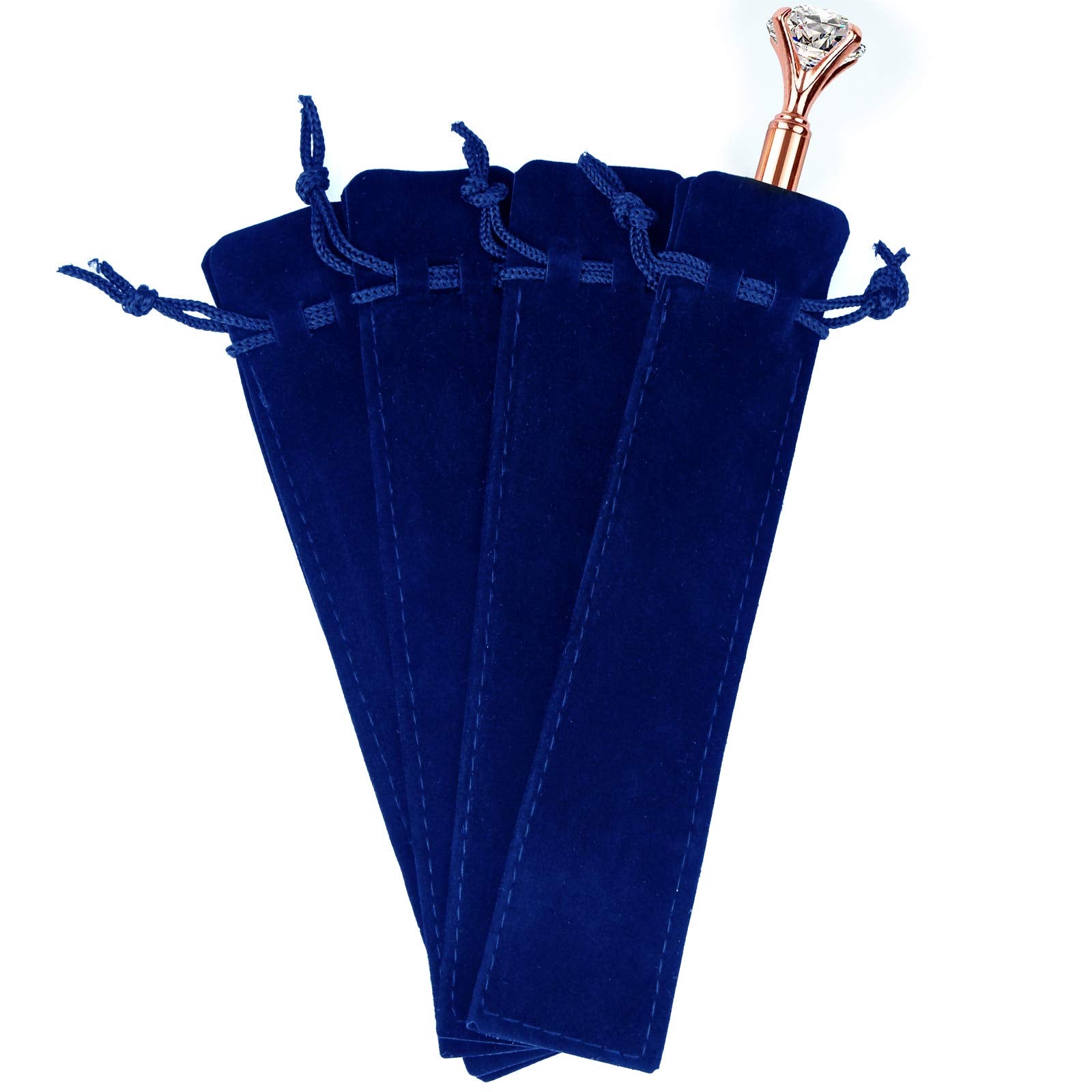 SUMERSHA 100pcs Velvet Pen Pouch Drawstring Pen Bag Single Pen Sleeve Holder for Office Business