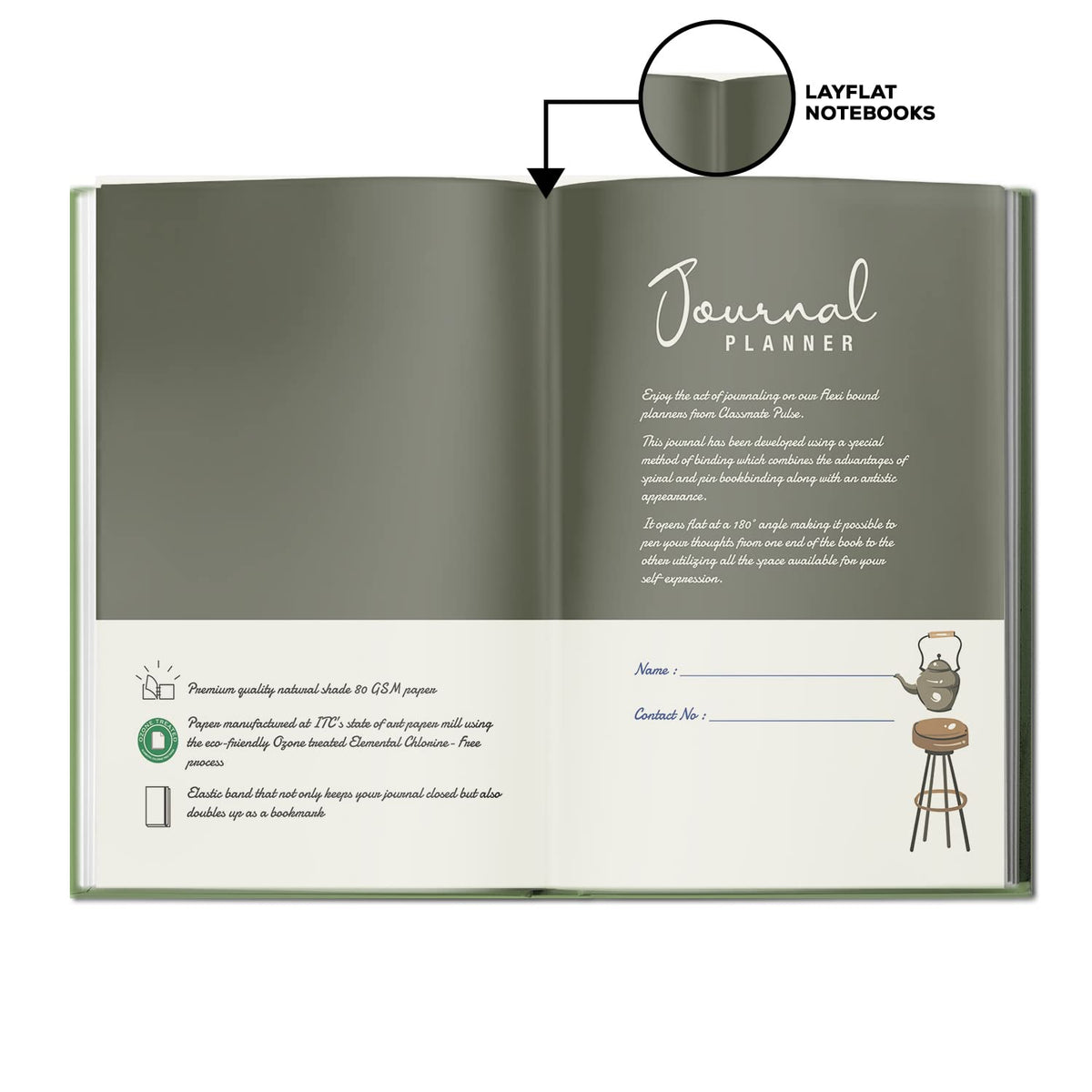 Classmate Pulse Flexi Journal Planner: A5, Hard Cover, Unruled, 80 GSM, 176 Pages
